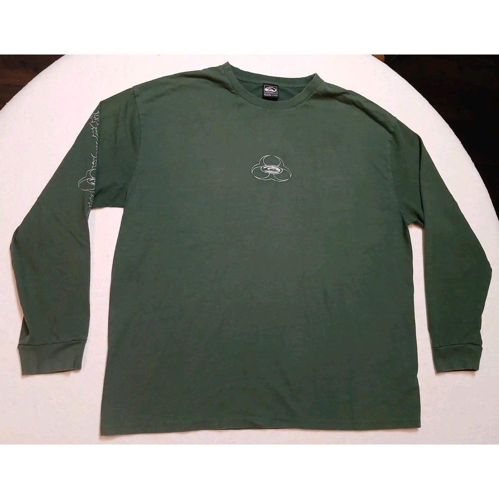 Quiksilver Bio Hazard Long Sleeve Shirt Mens XL Forest Green Saturn Heavyweight